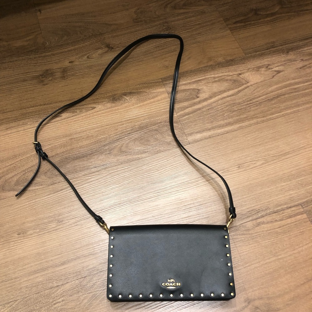 Coach Studded leather crossbody wallet